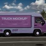 Free Van Food Truck Mockup