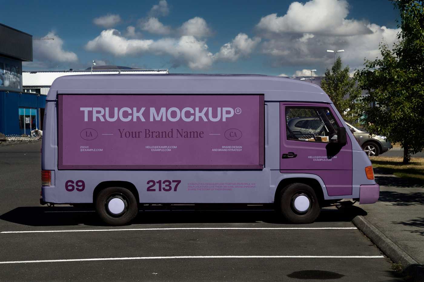 Free Van Food Truck Mockup