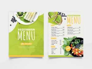 Free Vegetarian Menu Card Design PSD Template