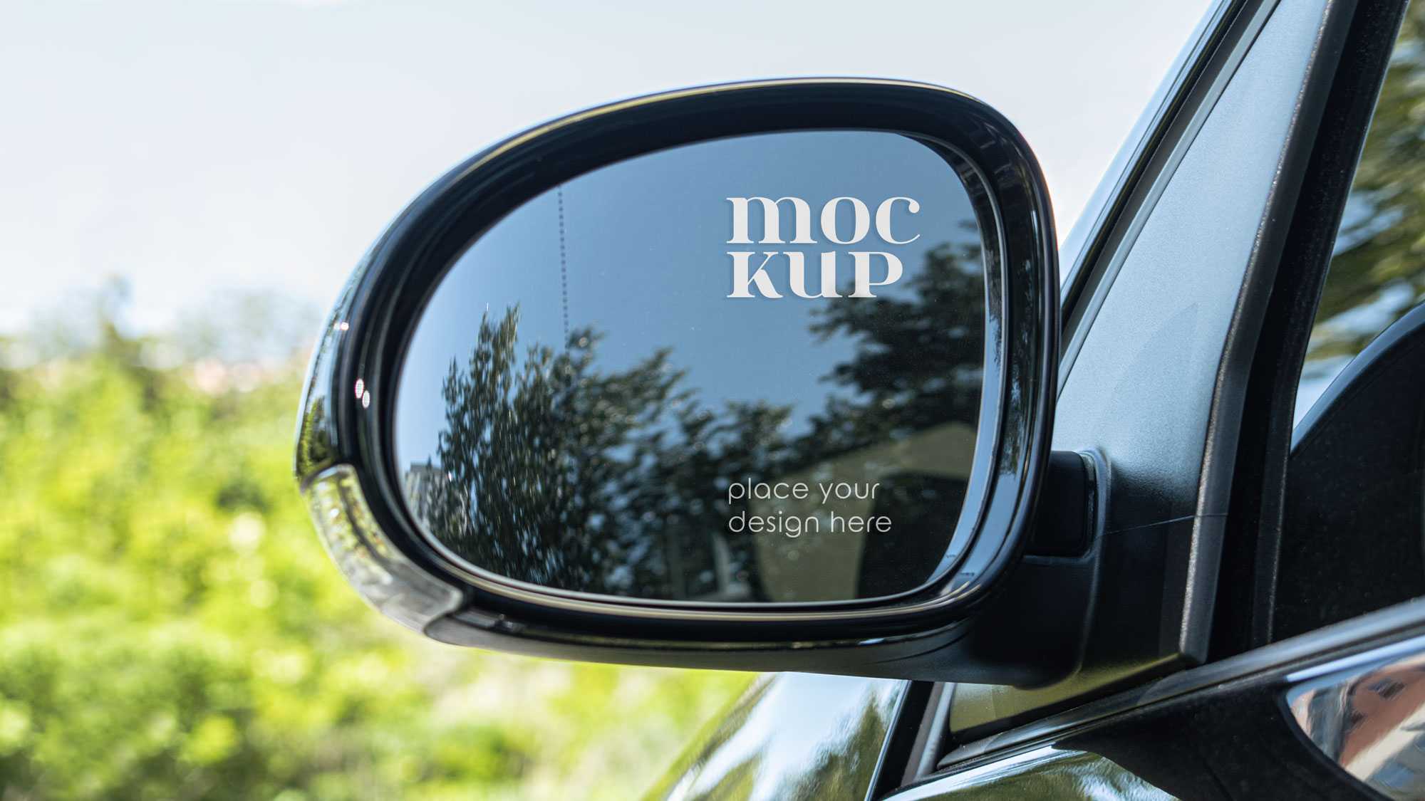 Free Vehicle Rearview Mirror Decal Mockup PSD