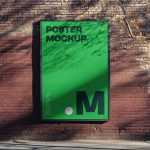 Free Vertical Billboard on th Brick Wall Mockup