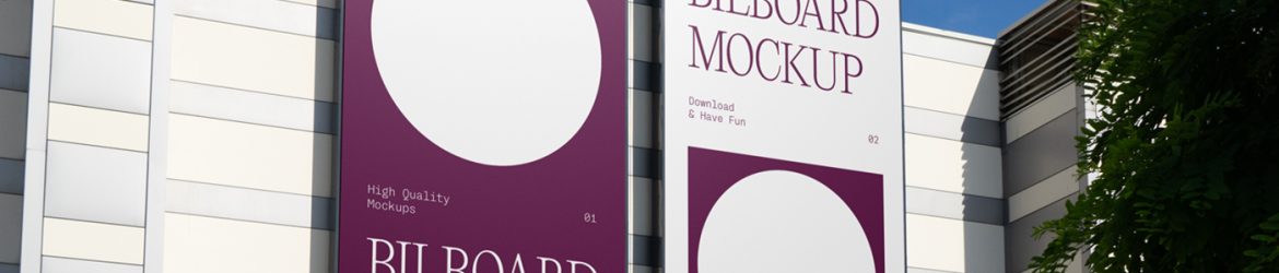 Free Vertical Billboards on Building Mockup
