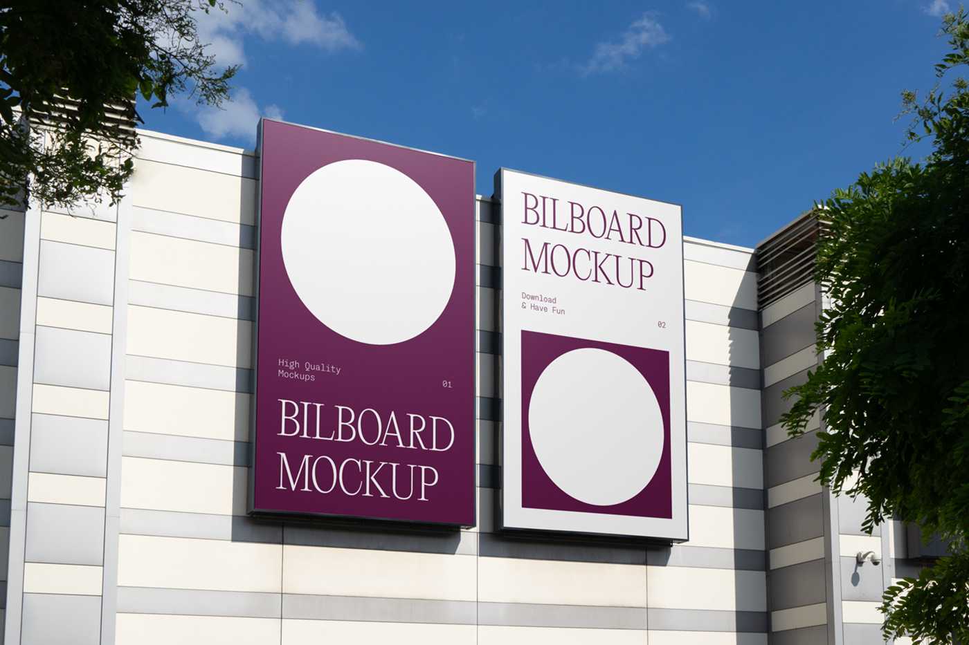 Free Vertical Billboards on Building Mockup