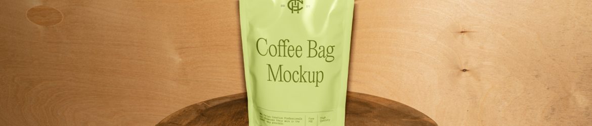 Free Vertical Coffee Bag on Stool Mockup