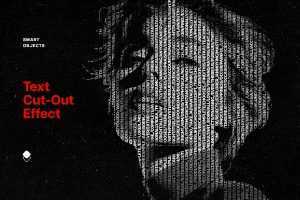 Free Vertical Cut Out Text Photo Effect PSD