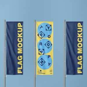 Free Vertical Flag Mockup