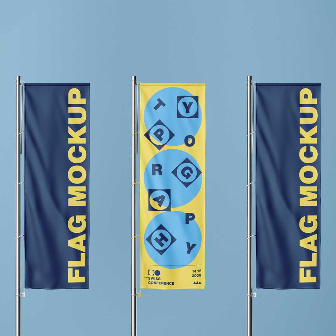 Free Vertical Flag Mockup