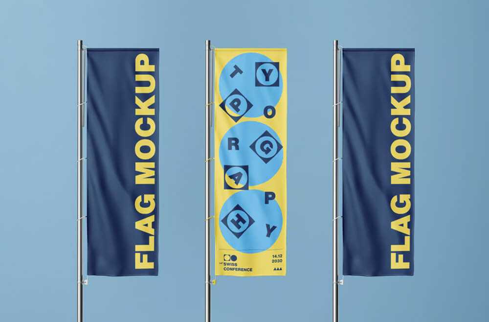 Free Vertical Flag Mockups PSD