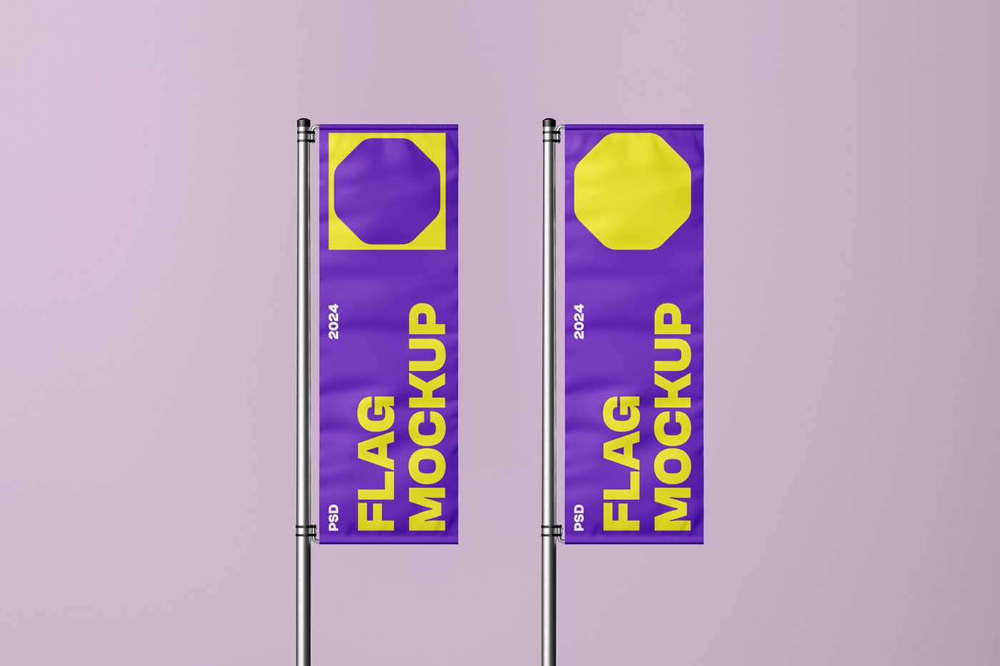 Free Vertical Flag on Pole Mockup