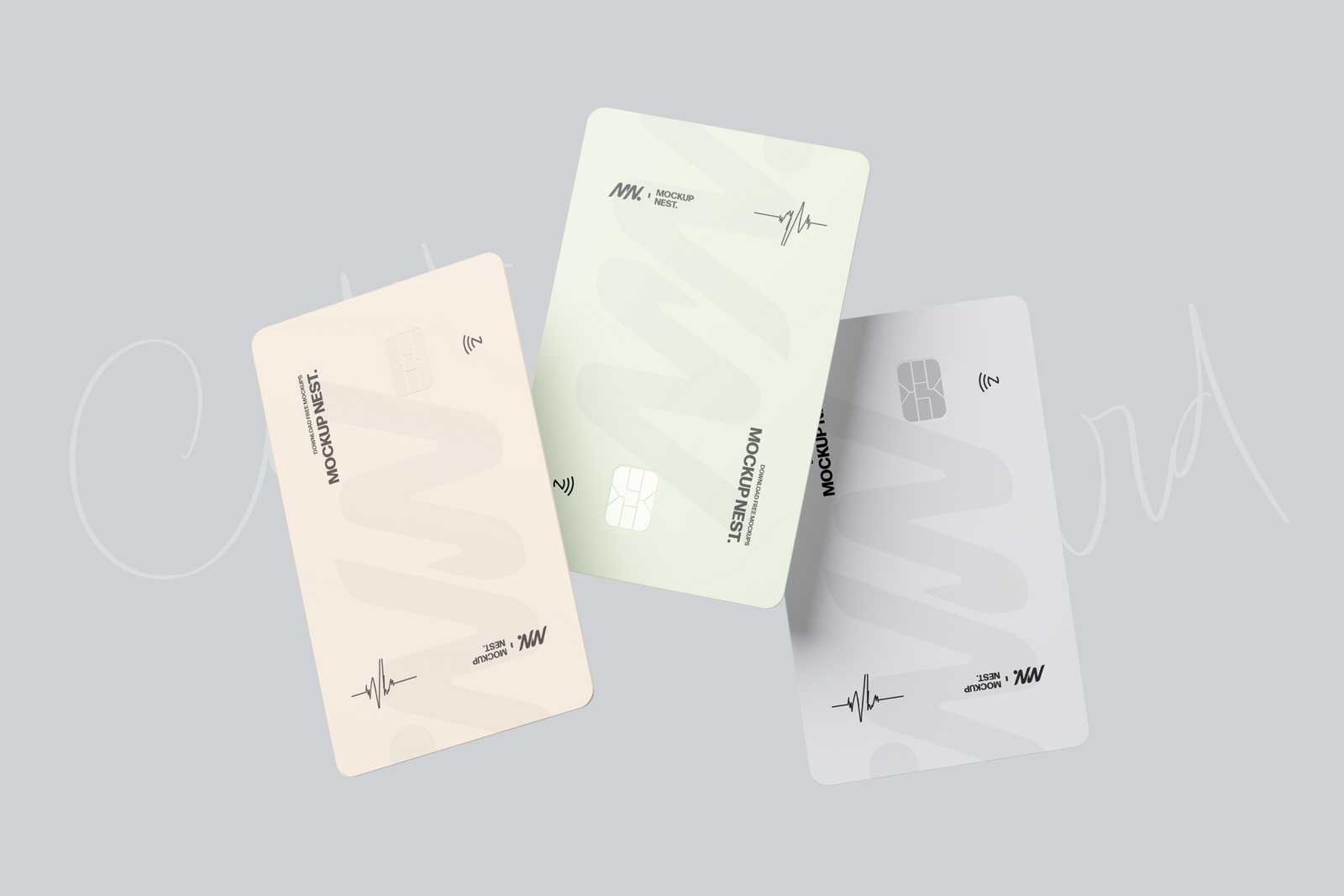 Free Vertical Floating Credit Card Mockup