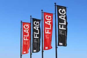 Free Vertical Pole Flag Banners Mockup PSD