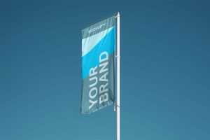 Free Vertical Realistic Flag Mockup
