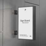Free Vertical Wall mounted Logo Sign Board Mockup PSD