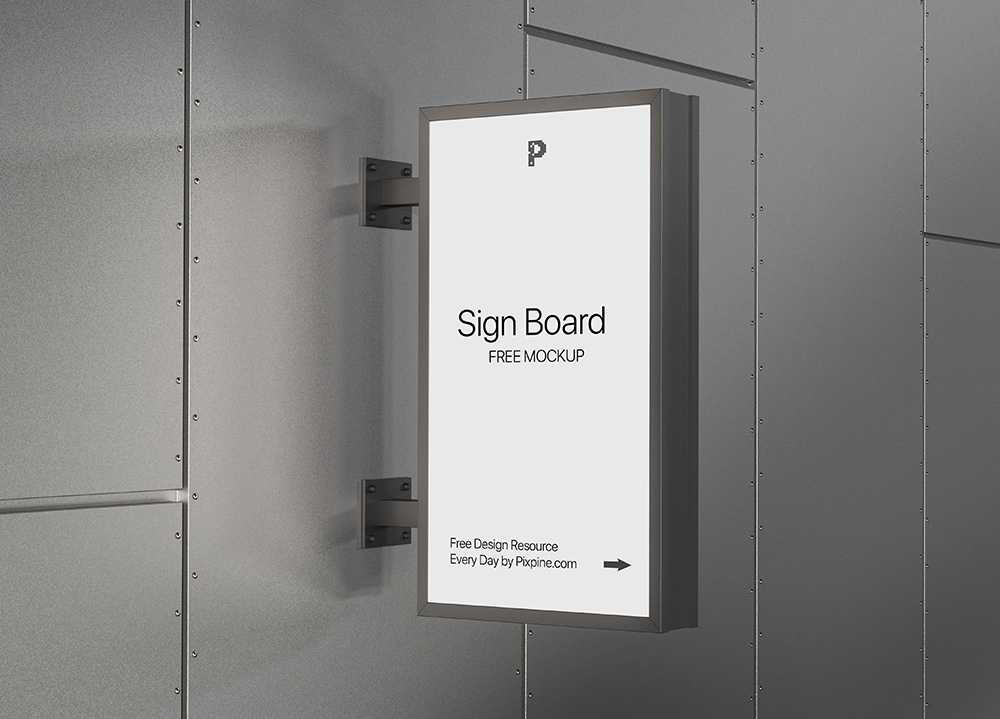 Free Vertical Wall mounted Logo Sign Board Mockup PSD