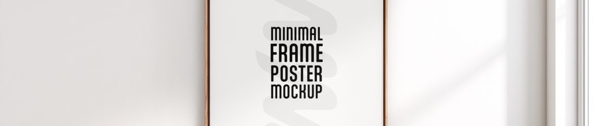 Free Vertical Wooden Frame Poster Mockup on White Wall Interior