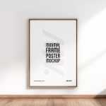 Free Vertical Wooden Frame Poster Mockup on White Wall Interior