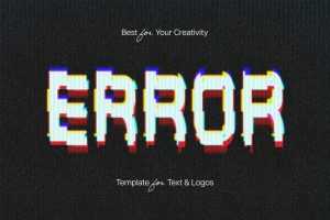 Free VHS style Noisy and Glitch Text Effect PSD file