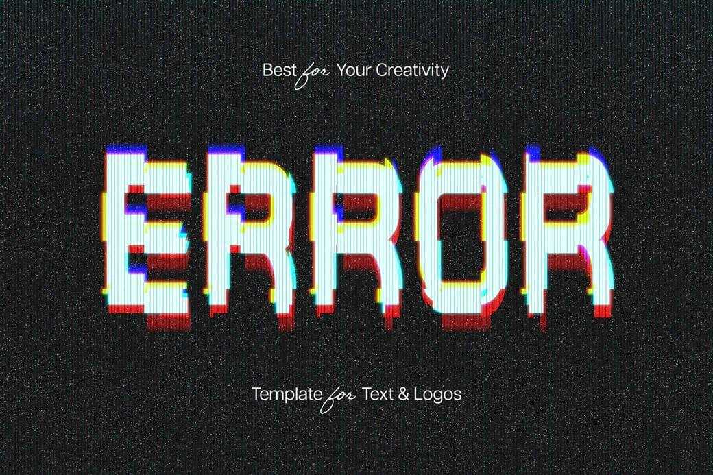 Free VHS style Noisy and Glitch Text Effect PSD file