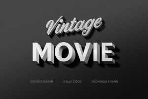 Free Vintage Movie 3D Text Effect PSD