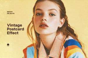 Free Vintage Postcard Halftone Effect PSD