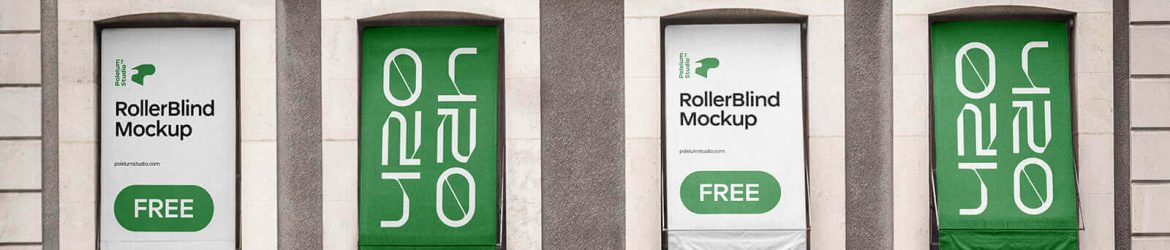 Free Vintage Roller Blinds Awning Mockup PSD