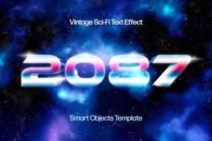 Free Vintage Sci-fi Text Effect PSD Template
