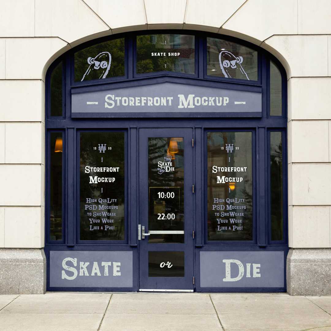 Free Vintage Shop Window Mockup