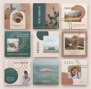 Free Vintage Style Wrinkle Paper Instagram Posts Set Templates in PSD + Vector (.ai+.eps)