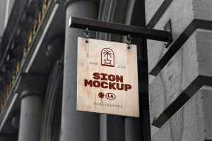 Free Vintage Wood Sign Mockup
