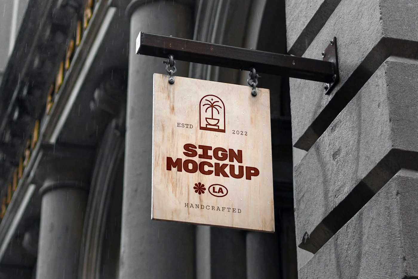 Free Vintage Wood Sign Mockup