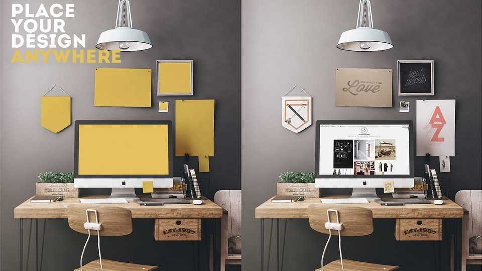 Free Vintage Workplace Mockup PSD