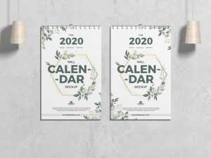 Free Wall Calendar Free PSD Mockup 2020