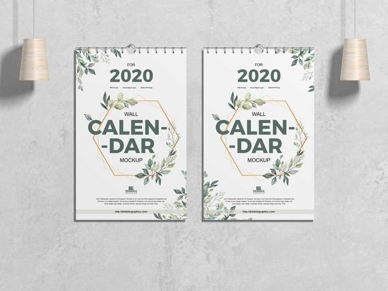 Free Wall Calendar Free PSD Mockup 2020