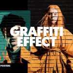 Free Wall Graffiti Poster Photo Effect PSD Mockup