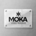 Free Wall Mounted Clear Glass Name Plate Logo Mockup PSD - Free mockup PSD | PsFiles