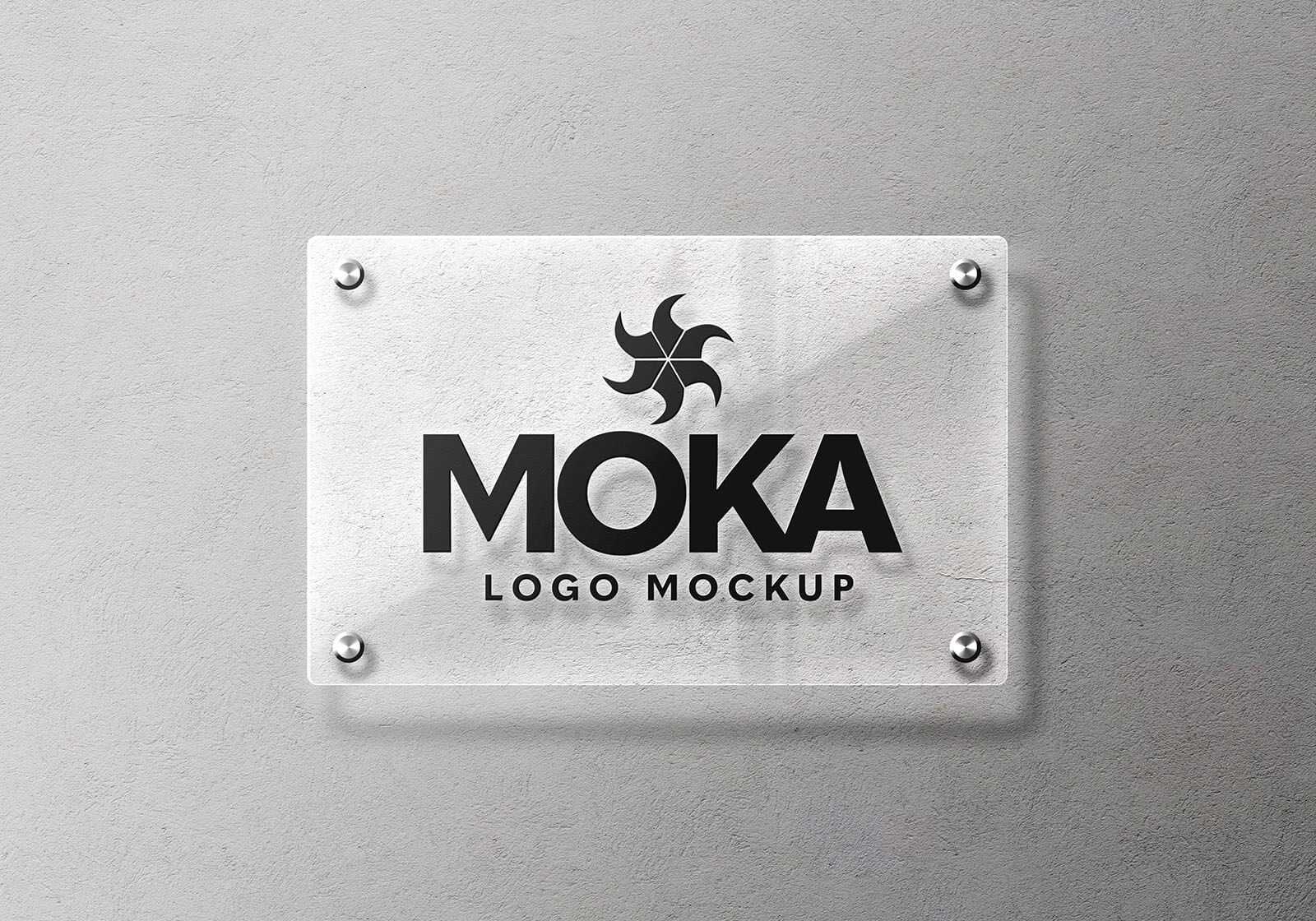 Free Wall Mounted Clear Glass Name Plate Logo Mockup PSD - Free mockup PSD | PsFiles
