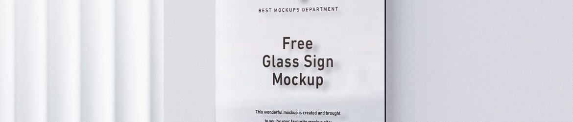 Free Wall Mounted Etched Glass / Acrylic Sign Mockup PSD Set