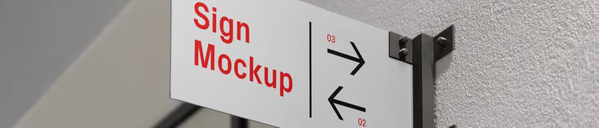 Free Wall Mounted Metal Direction Sign Mockup PSD Free Wall Mounted Metal Direction Sign Mockup PSD