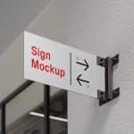 Free Wall Mounted Metal Direction Sign Mockup PSD