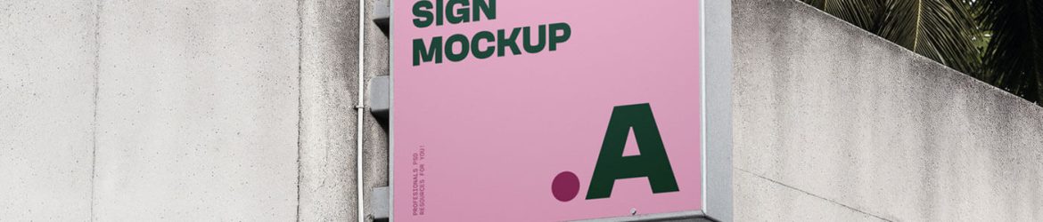 Free Wall-Mounted Rectangle Sign Box Mockup PSD