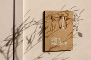 Free Wall-Mounted Wooden Sign Mockup PSD - Free PSD Mockup | PsFiles