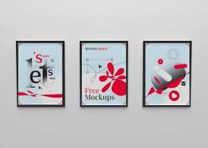 Free Wall Poster Frame Mockups PSD