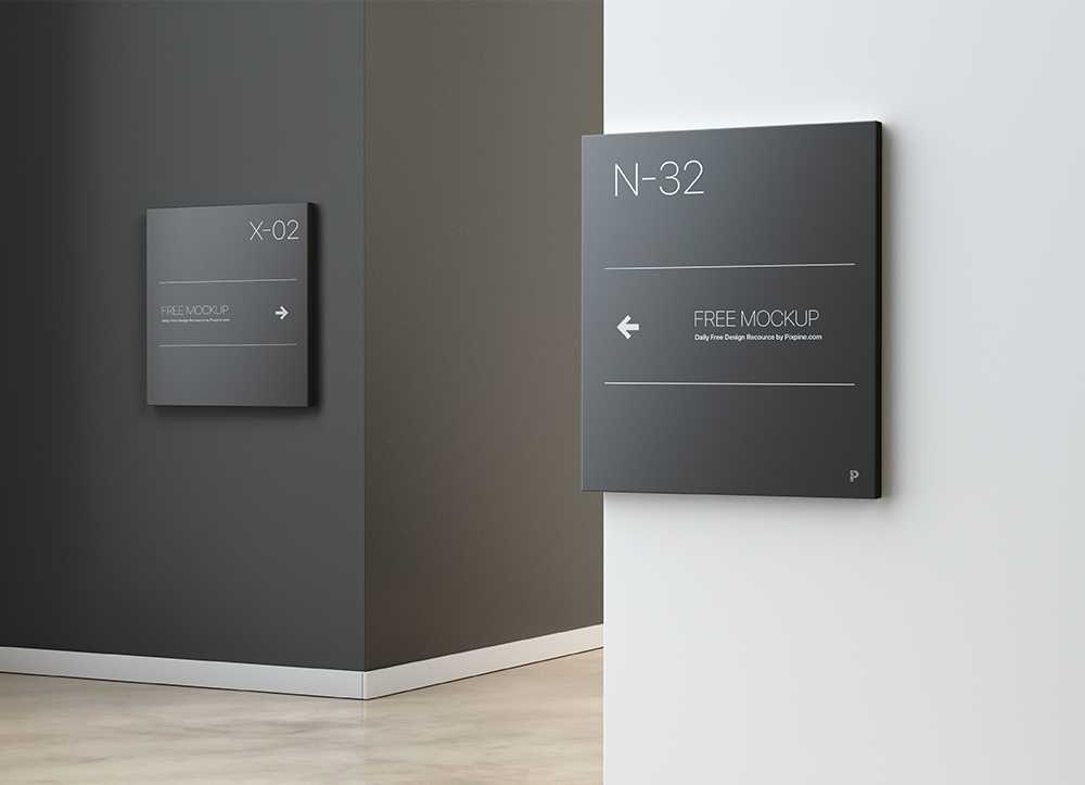 Free Wall Wayfinding Signage Mockup - Free PSD Mockups | PsFiles