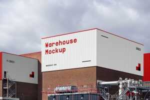 Free Warehouse Building Branding Mockup PSD