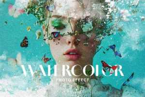 Free Watercolor Painting Photo Effect PSD for Photoshop