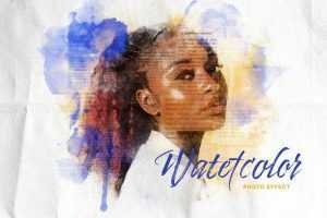 Free Watercolor Photo Effect PSD Mockup