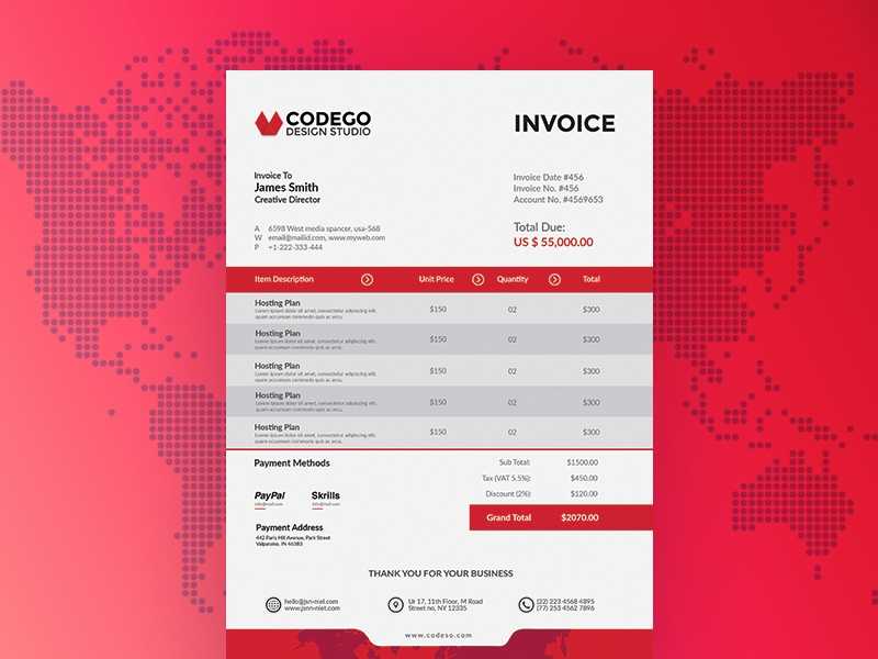 Free Web Designer Invoice Template PSD