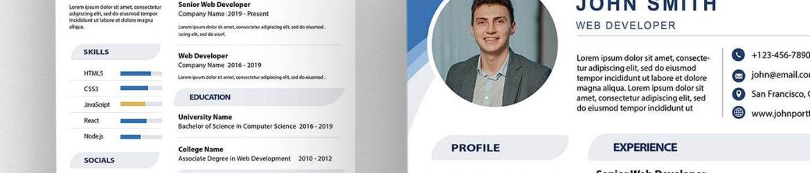 Free Web Developer Resume CV PSD Template – Editable Professional A4 CV Design Download