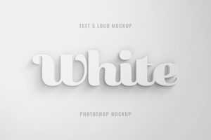 Free White 3D Text Effect PSD