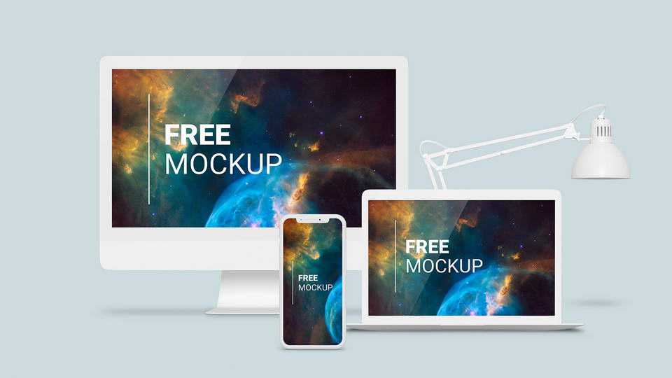 Free White Apple Devices Responsive Website Mockup PSD